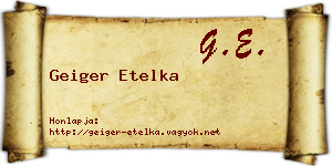 Geiger Etelka névjegykártya
